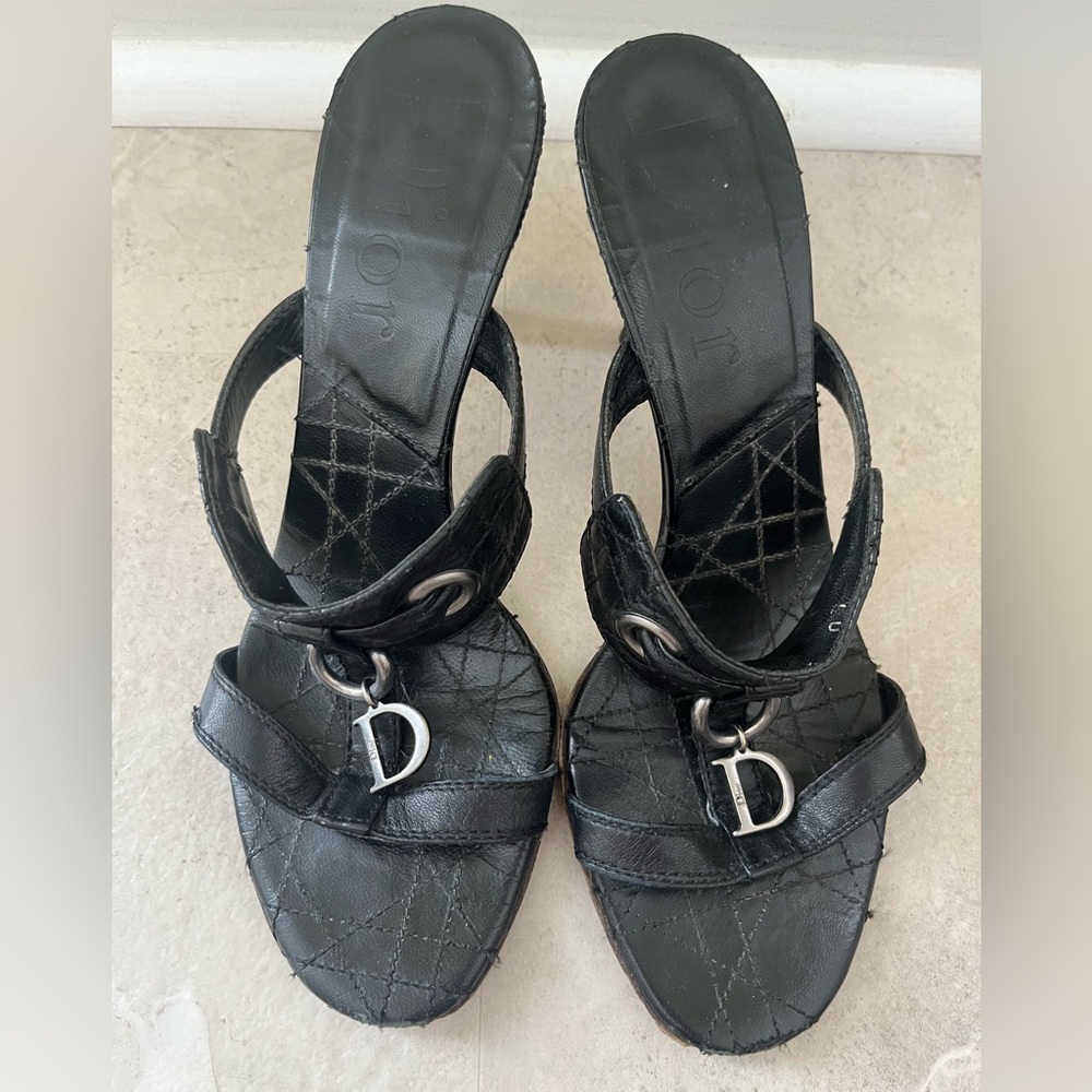 Dior pre-loved sandals with 3” heels.
